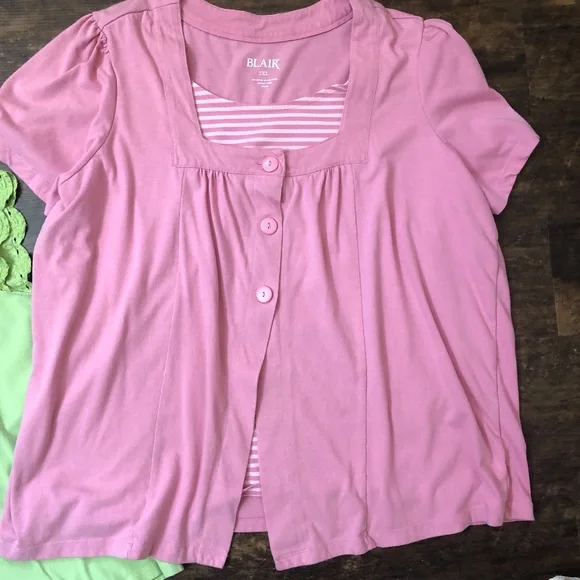 2 BLAIR Summer Tops size 2XL, very good condition, dusty pink, lime green - Picture 3 of 12